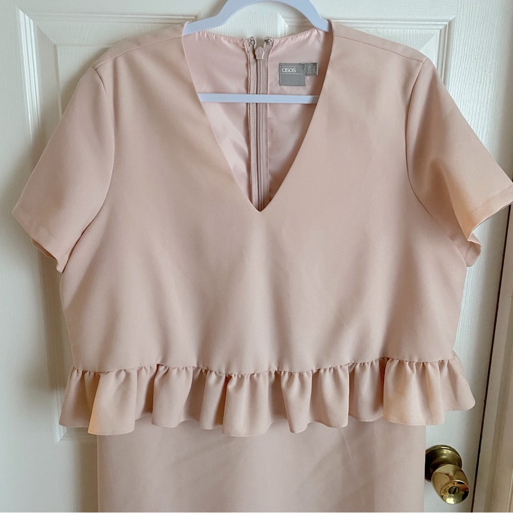ASOS Pastel Pink Plus Size Ruffle Dress US 14 UK 18